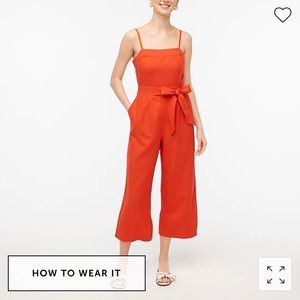 NWT J Crew red linen jumpsuit sz 8
